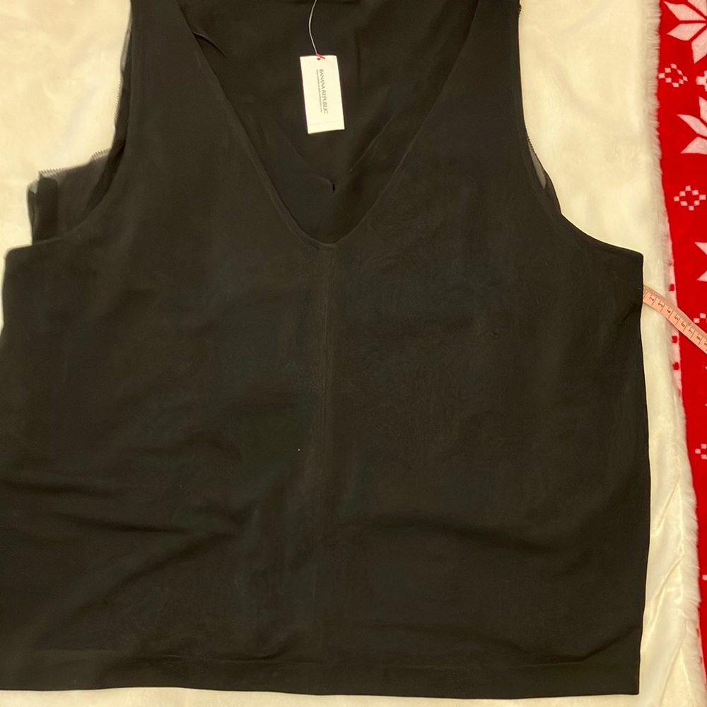 NWT Banana Republic Black Sleeveless 2 layer contrast Top Sz XXL